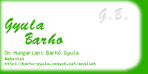 gyula barho business card